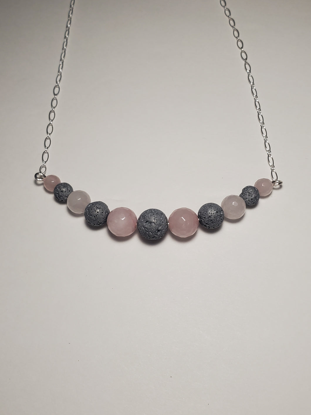 Rose quartz Sterling Silver Healing Chakra Diffuser Necklace