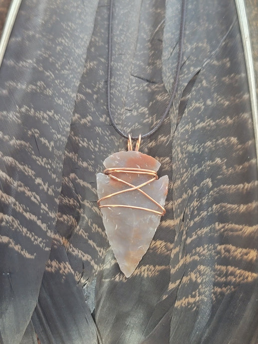 Agate Arrow head wrapped in copper