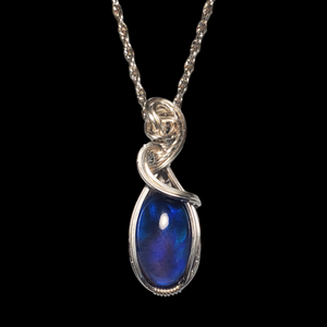 Blue Opal Quartz Doublet In Sterling Silver