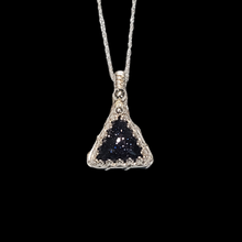 Load image into Gallery viewer, Blue Goldstone Quartz Doublet Micro Pendant In Sterling silver