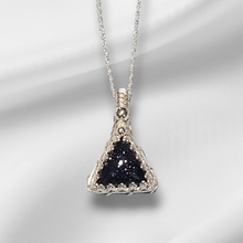 Load image into Gallery viewer, Blue Goldstone Quartz Doublet Micro Pendant In Sterling silver