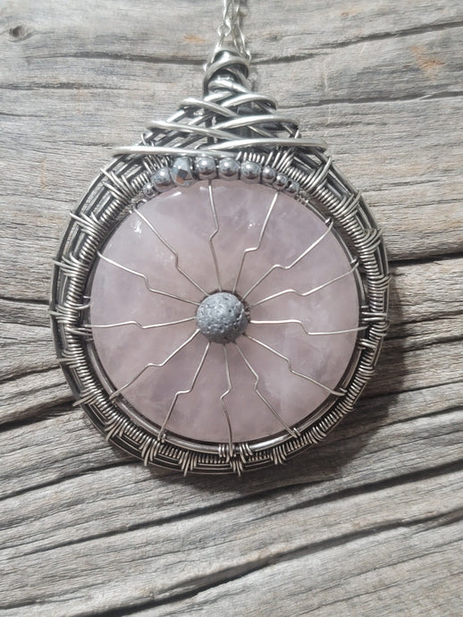 Rose Quartz Donut In Sterling Silver