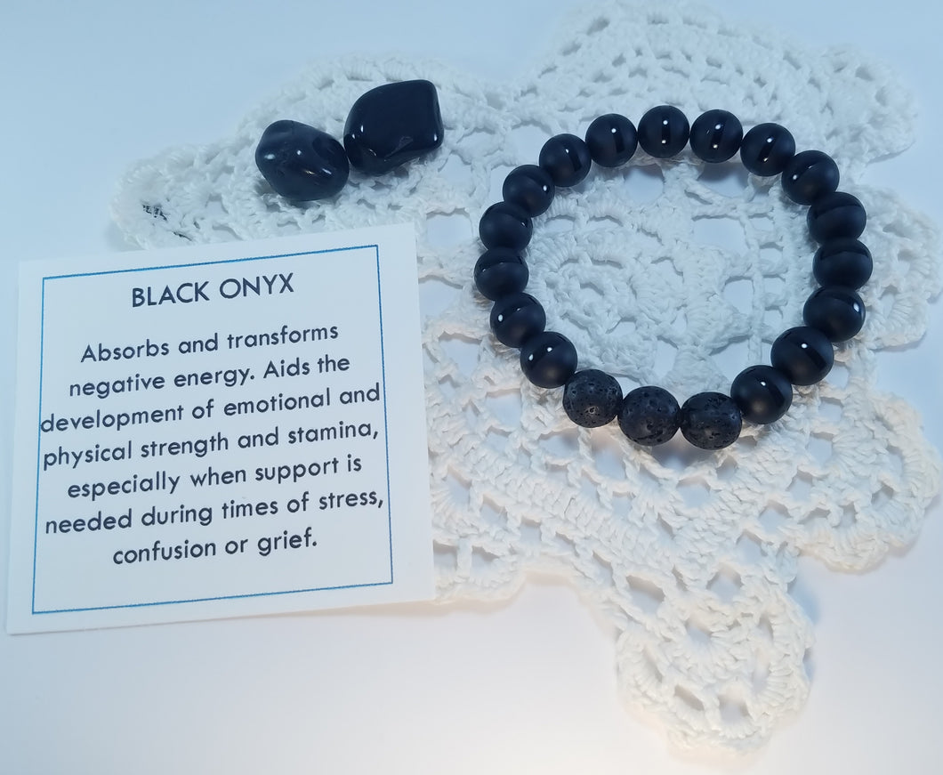 Matte Onyx Beaded Bracelet | Black Gemstone Bead Bracelet – GT collection