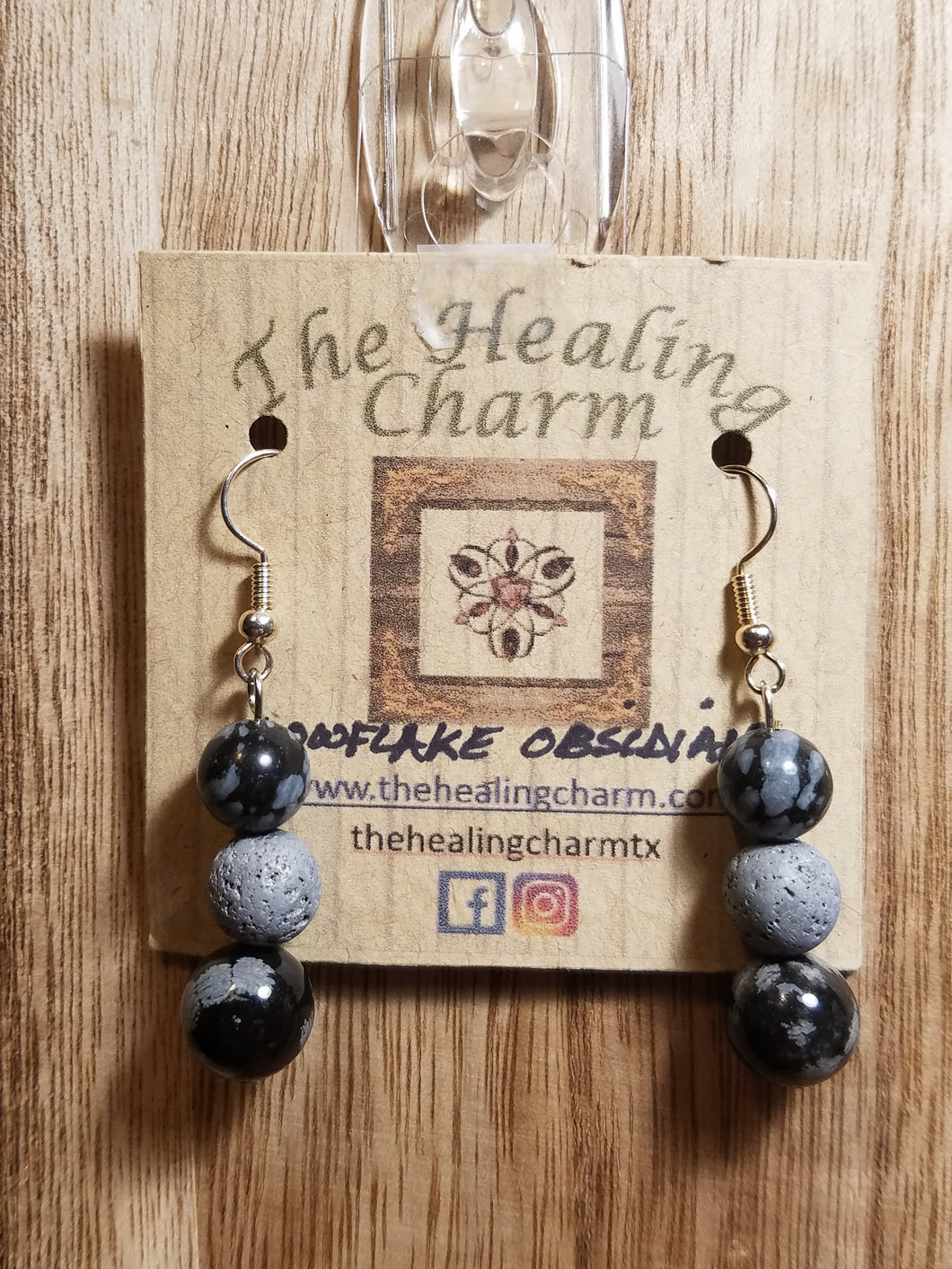 Snowflake Obsidian Gemstone Diffuser Earrings
