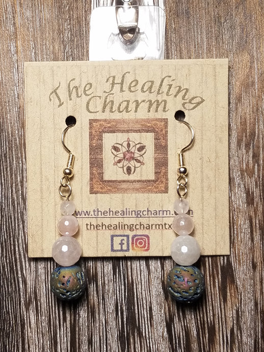 Rose Quartz Gemstone Diffuser Earrings
