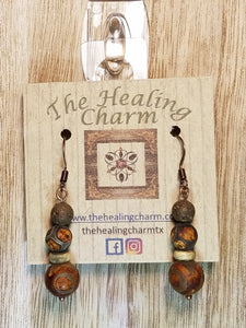 Tibetan Agate Gemstone Diffuser Earrings