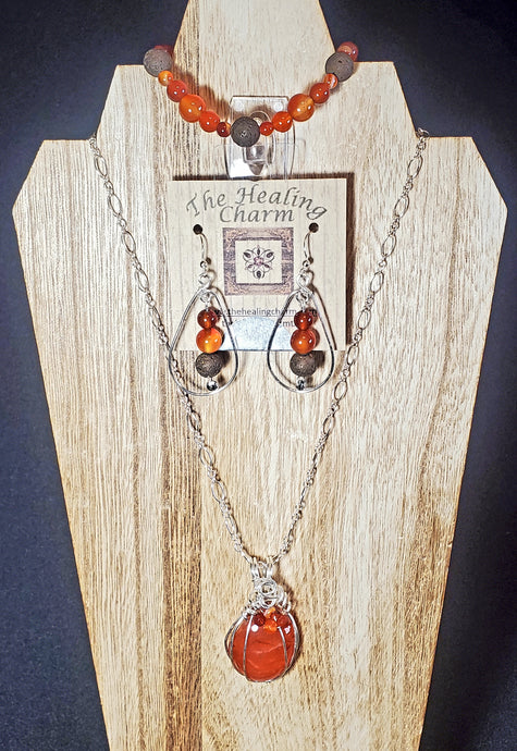 Carnelian - The Good Life - Sterling Silver Diffuser Set