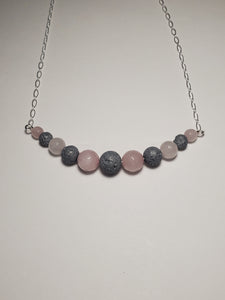 Rose quartz Sterling Silver Healing Chakra Diffuser Necklace