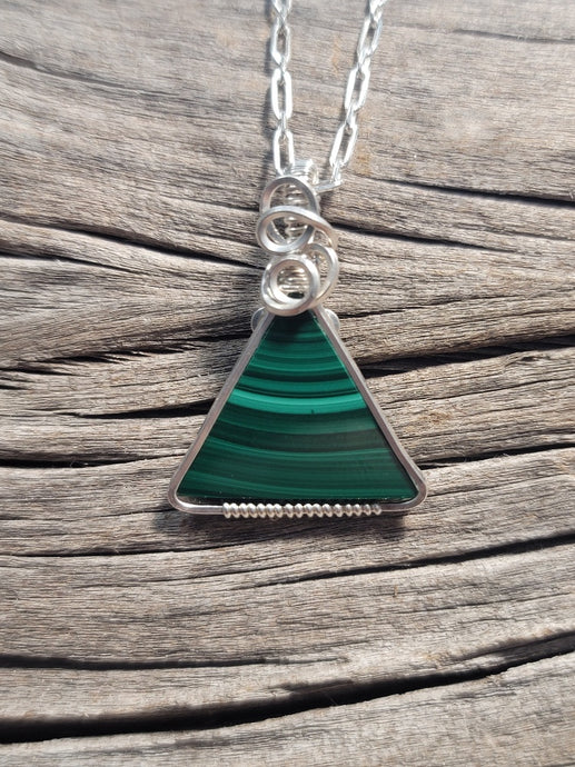 Malachite Wrapped in Sterling Silver