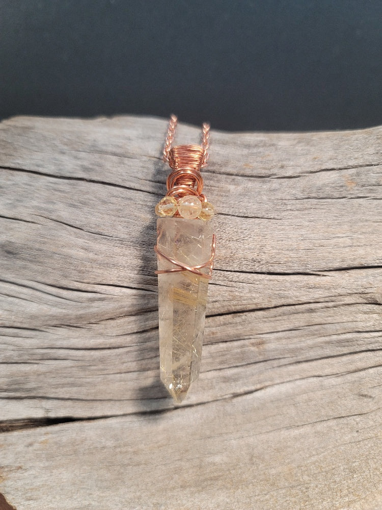 Rutilated Quartz wire wrapped in copper