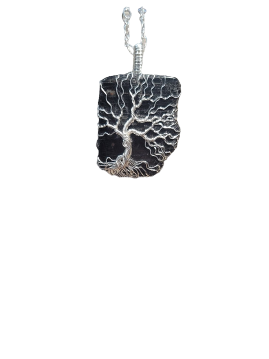 Black Tourmaline Sterling Silver Tree of Life